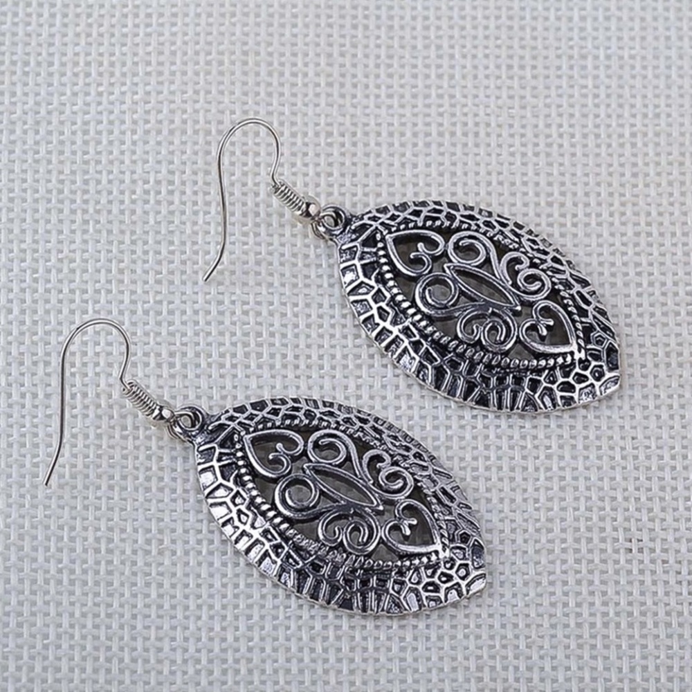 Any 4/$25! Antiqued Silver Boho Ellipse Drop Earrings - Picture 5 of 10